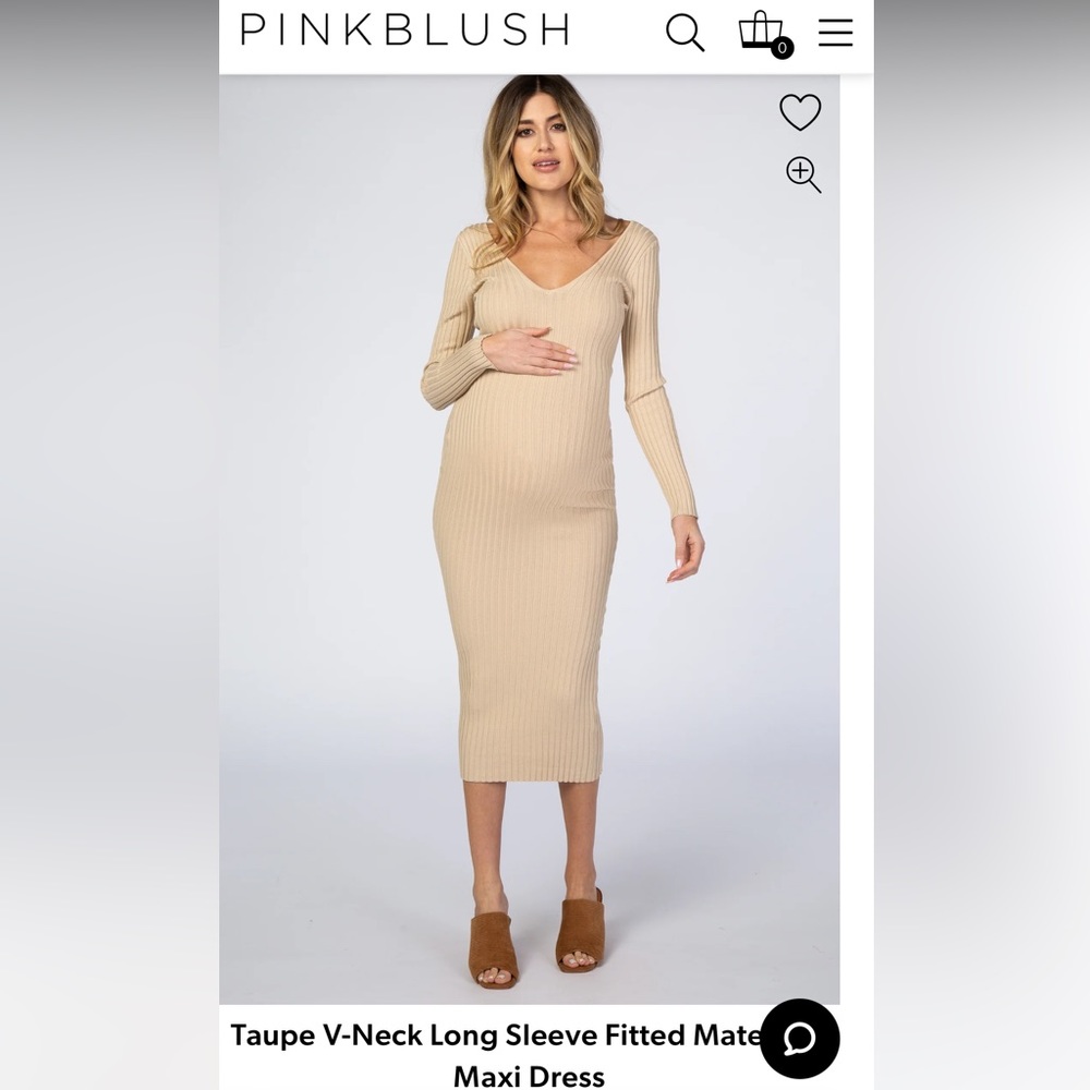 Taupe long sleeve maternity sweater dress